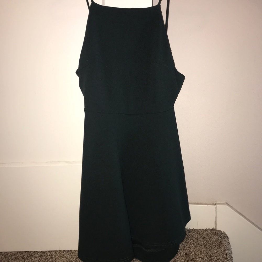 dark green skater dress